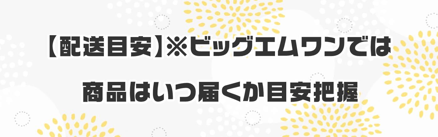 【配送目安】※ビッグエムワンでは商品はいつ届くか目安把握